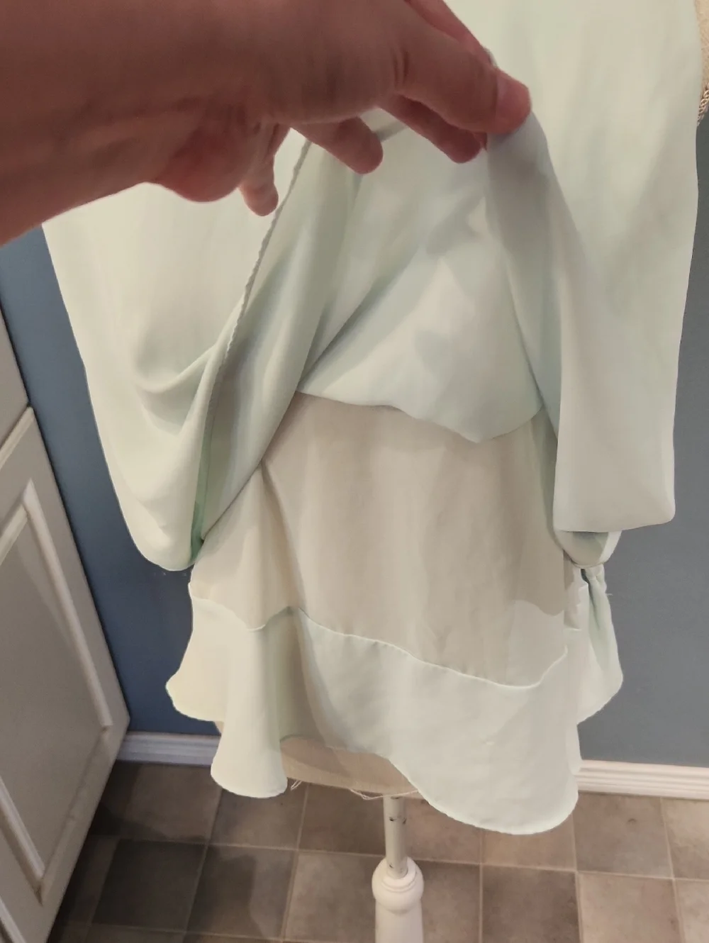 Metaphor Sheer Chiffon Layered Sleeveless Flowy Key Hole Blouse Preppy Office